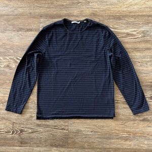 Vince Striped Pima Cotton Piqué Long-Sleeve T-Shirt Men's Size Large
